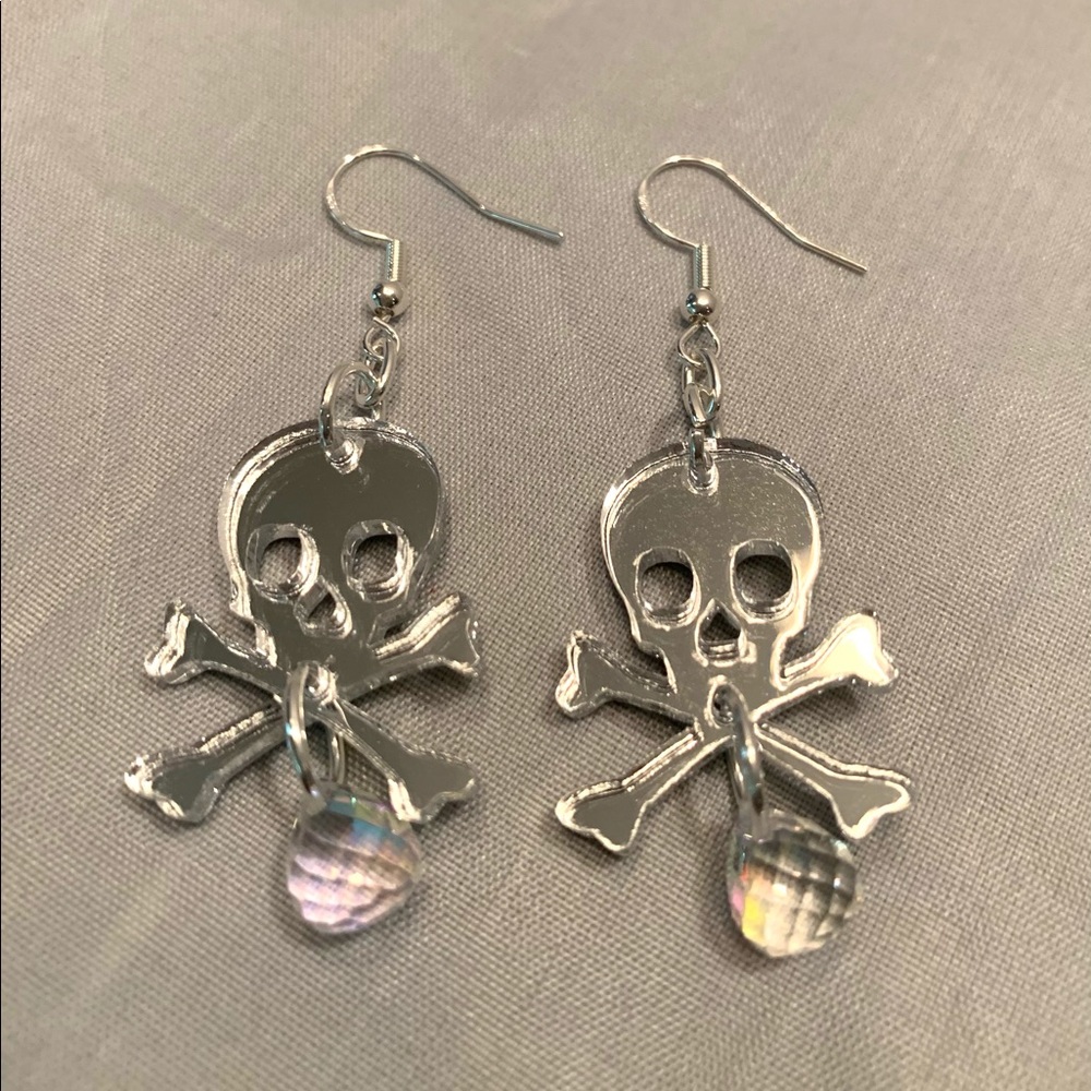 Jolly Roger (Skull & Crossbones) Mirror Earrings